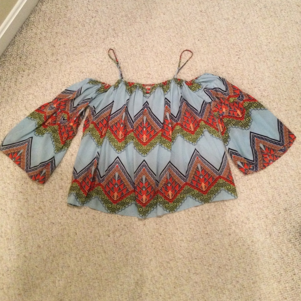 Nell Couture 100% silk off shoulder top